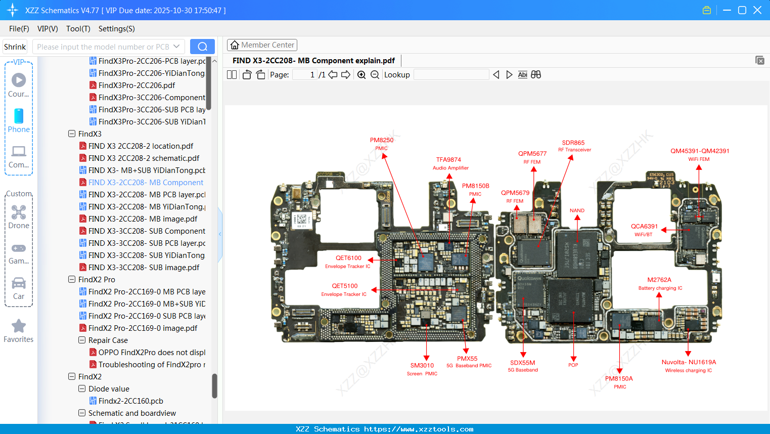 OPPO FIND X3-2CC208- MB Component Explain